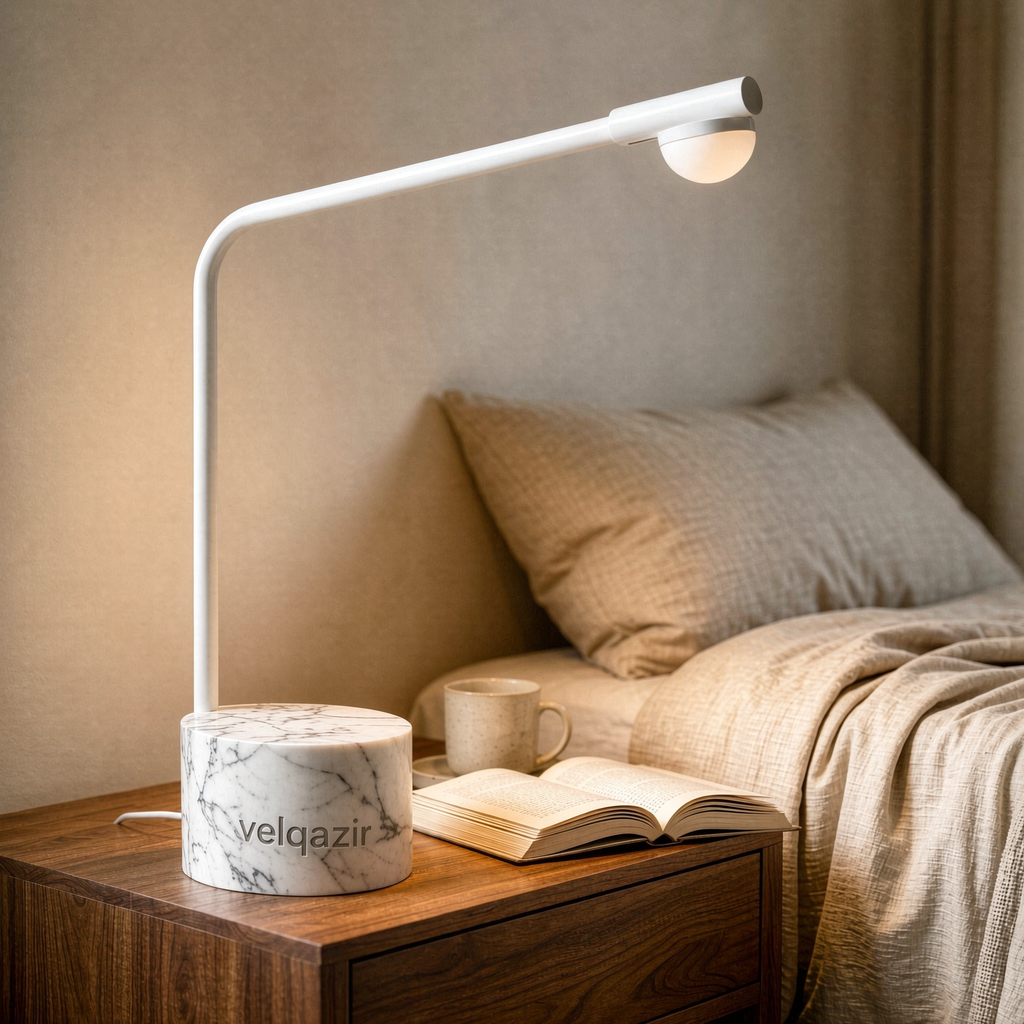 velqazir Lumen Arc Marble Table Lamp