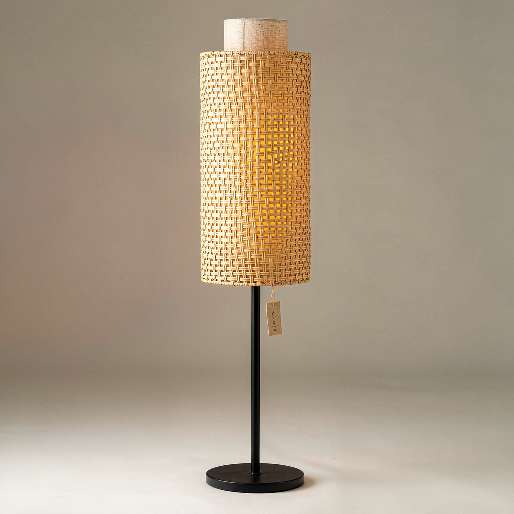 velqazir Cane Woven Column Floor Lamp