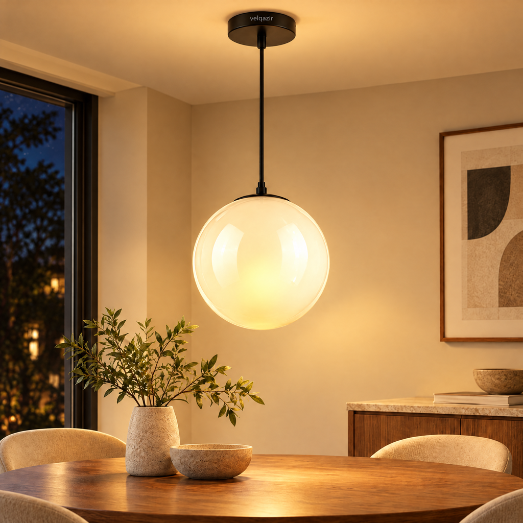 velqazir Orb Hand-Blown Glass Pendant Light