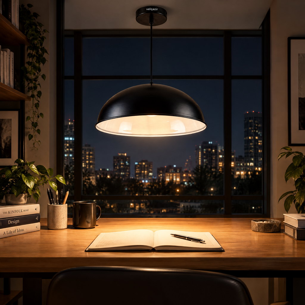 velqazir Dome Spun Aluminium Pendant Light