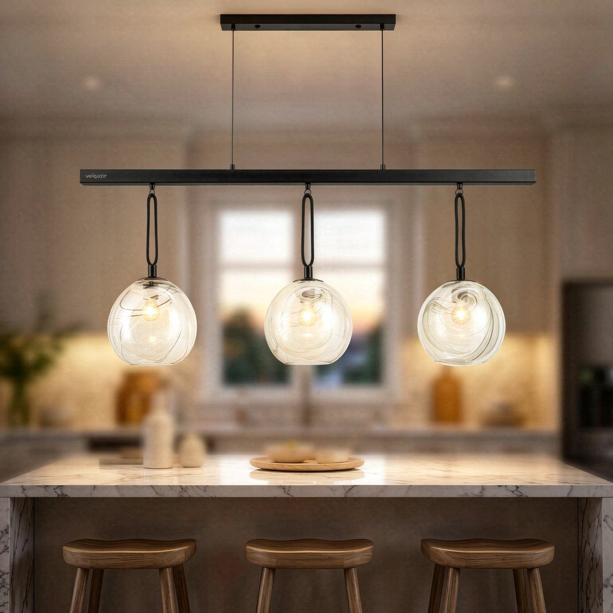 velqazir Linear 3-Light Pendant Bar